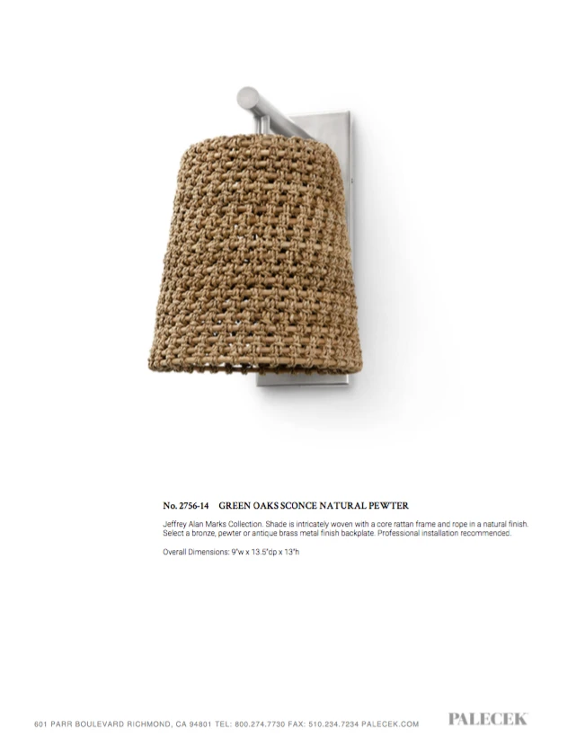 Palecek New Arrivals Green Oaks Sconce Natural And Pewter 4 Palecek New Arrivals Green Oaks Sconce Natural And Pewter