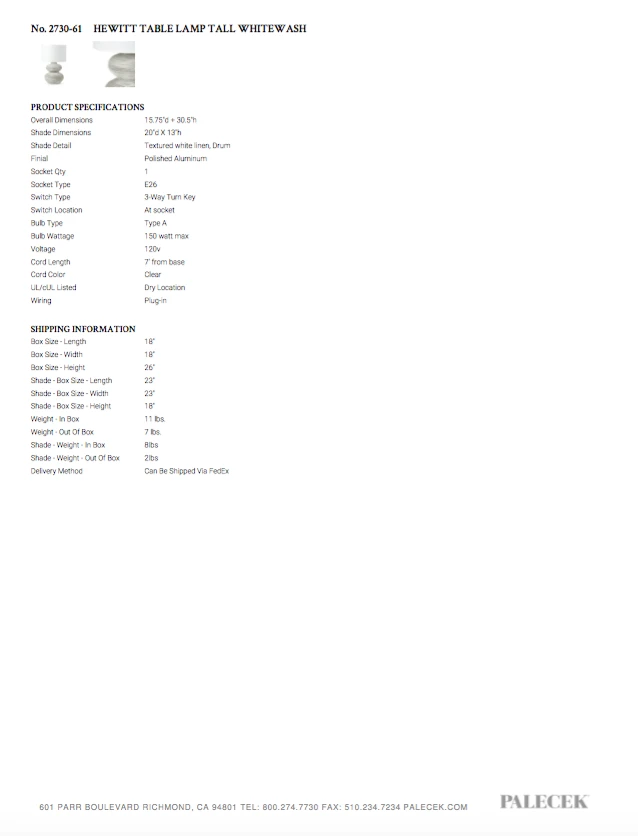 Palecek Hewitt Table Lamp Tall Whitewash New Arrivals 8 Palecek Hewitt Table Lamp Tall Whitewash New Arrivals