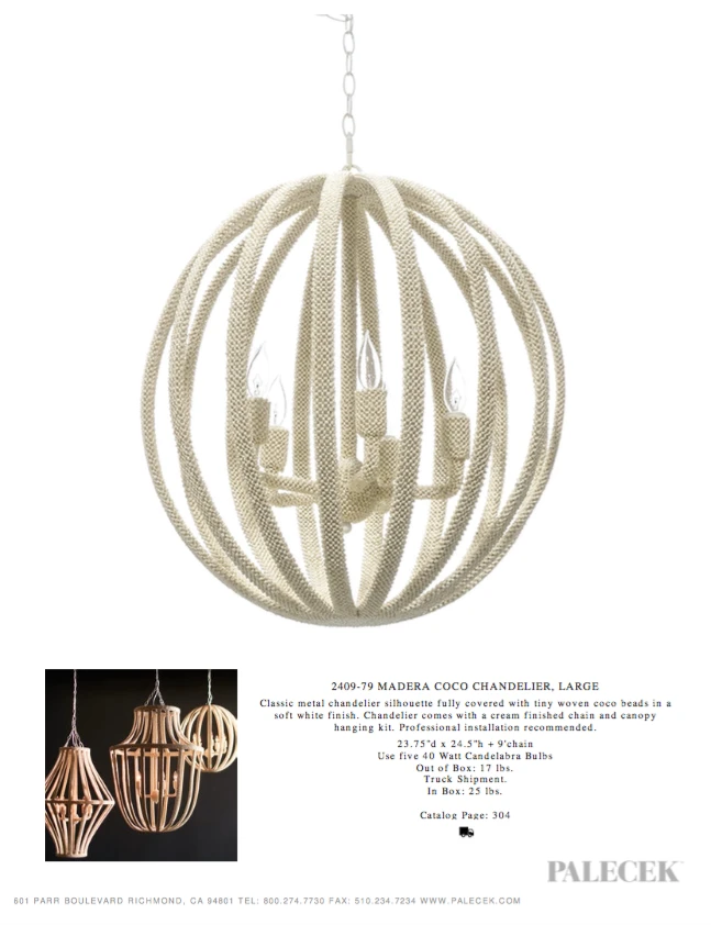 Palecek Madera Coco Chandelier New Arrivals 6 Palecek Madera Coco Chandelier New Arrivals
