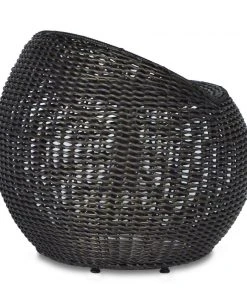 Palecek Outdoor Open Weave Wicker Swivel Stool Black
