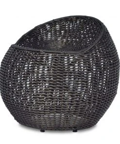 Palecek Outdoor Open Weave Wicker Swivel Stool Black