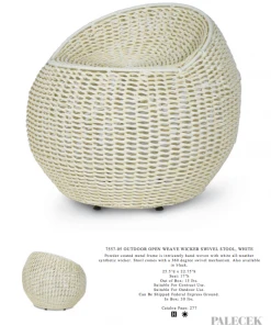 Palecek New Arrivals Outdoor Open Weave Wicker Swivel Stool White 11 Palecek New Arrivals Outdoor Open Weave Wicker Swivel Stool White