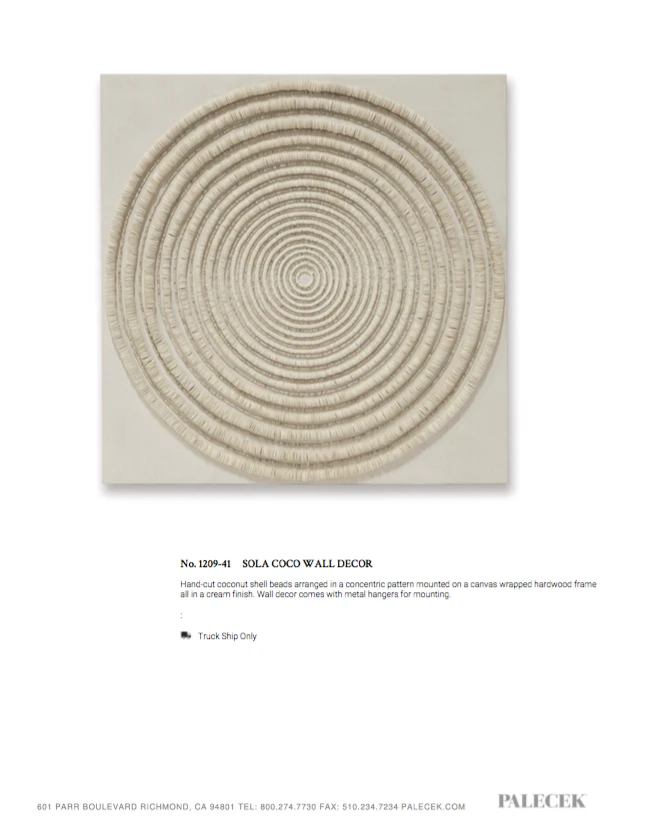 Palecek New Arrivals Sola Coco Wall Decor 5 Palecek New Arrivals Sola Coco Wall Decor