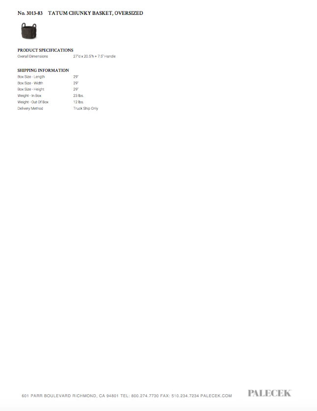 Palecek New Arrivals Tatum Chunky Basket Oversized 5 Palecek New Arrivals Tatum Chunky Basket Oversized