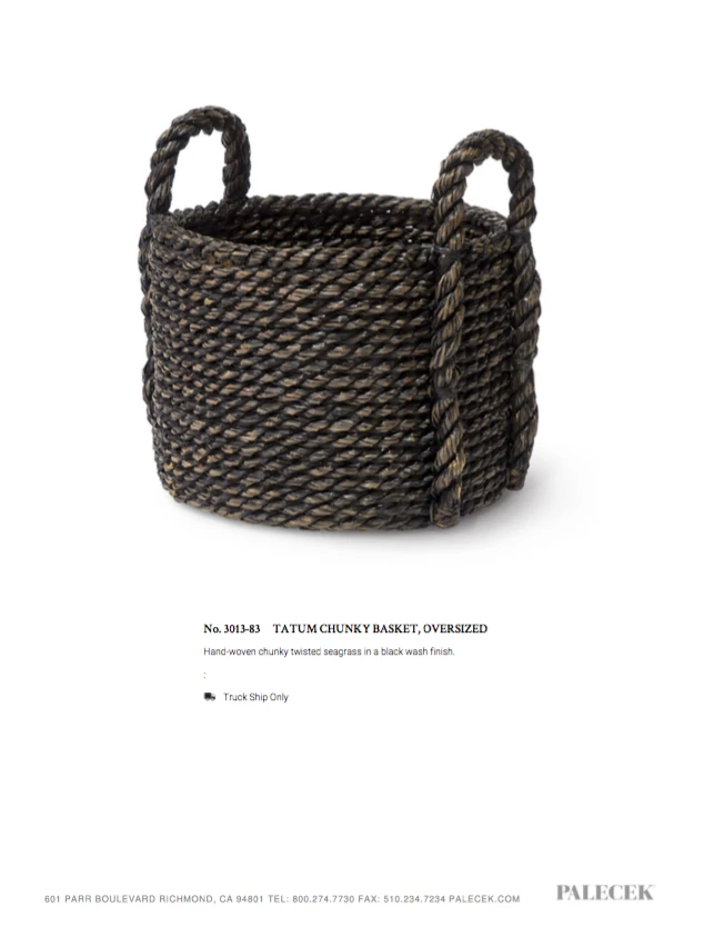 Palecek New Arrivals Tatum Chunky Basket Oversized 4 Palecek New Arrivals Tatum Chunky Basket Oversized