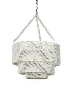 Palecek Veranda Woven Pendant Whitewash
