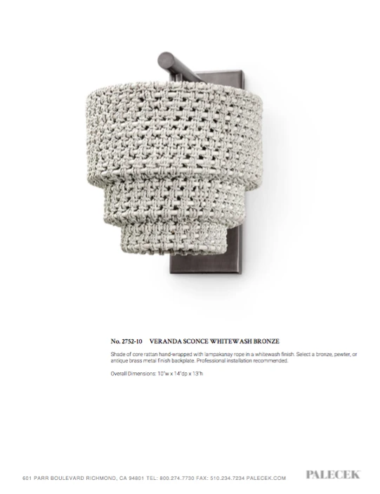 Palecek Veranda Sconce Whitewash Bronze 4 Palecek Veranda Sconce Whitewash Bronze