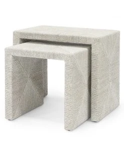 Palecek New Arrivals Woodside Nesting Table Set Of Two White Sand