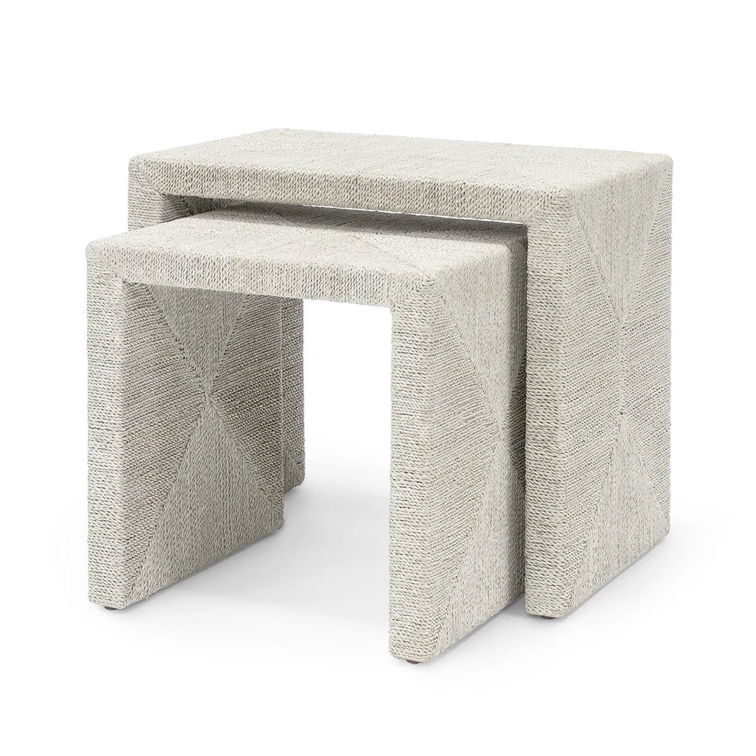 Palecek New Arrivals Woodside Nesting Table Set Of Two White Sand 3 Palecek New Arrivals Woodside Nesting Table Set Of Two White Sand