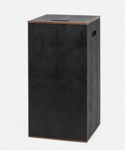 Pigeon And Poodle Northwich Rectangular Hamper Black Faux Shagreen