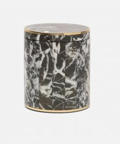 Pigeon And Poodle Rhodes Canister Nero Marble And Brass Metal New Arrivals