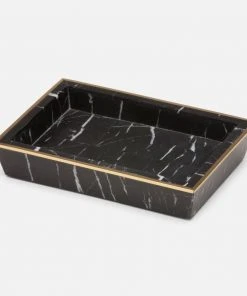 Pigeon And Poodle Rhodes Soap Dish Nero Marble And Brass Metal New Arrivals