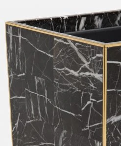 Pigeon And Poodle Rhodes Wastebasket Nero Marble And Brass Metal 9 Pigeon And Poodle Rhodes Wastebasket Nero Marble And Brass Metal