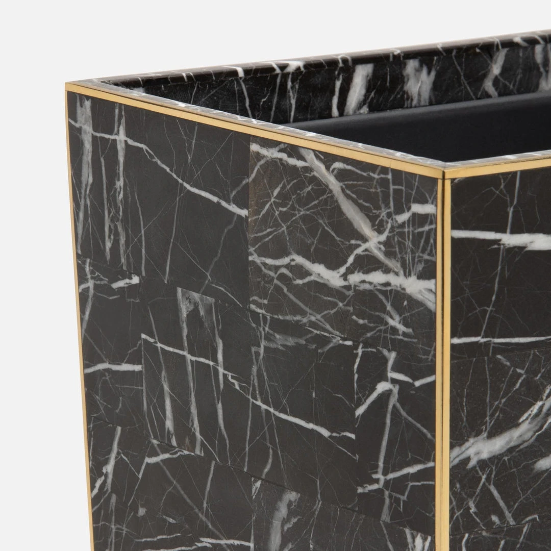 Pigeon And Poodle Rhodes Wastebasket Nero Marble And Brass Metal 6 Pigeon And Poodle Rhodes Wastebasket Nero Marble And Brass Metal