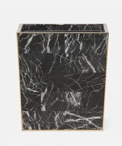 Pigeon And Poodle Rhodes Wastebasket Nero Marble And Brass Metal