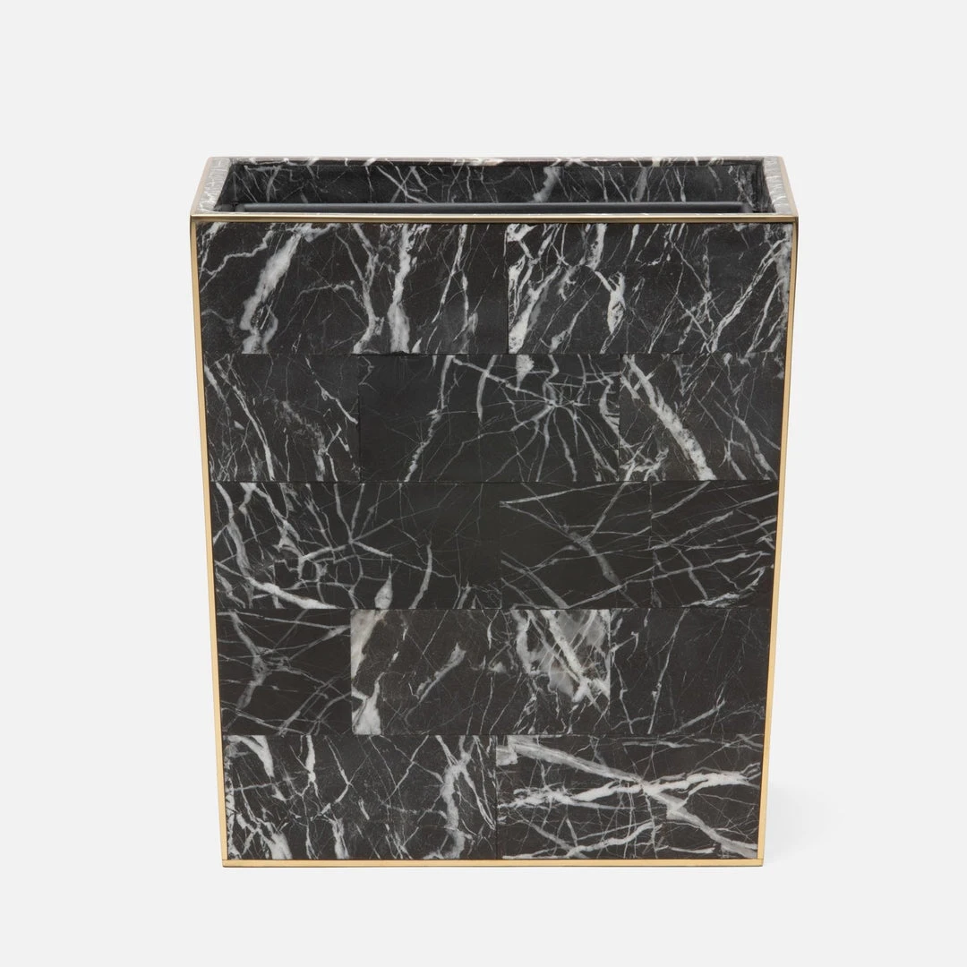 Pigeon And Poodle Rhodes Wastebasket Nero Marble And Brass Metal 3 Pigeon And Poodle Rhodes Wastebasket Nero Marble And Brass Metal