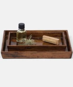 Pigeon And Poodle Varadero Tray Set Dark Stain