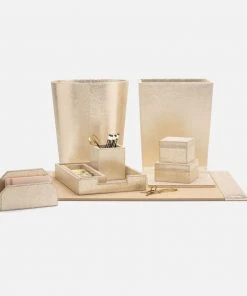 Pigeon And Poodle Viana Wastebasket Gold Foil Leather