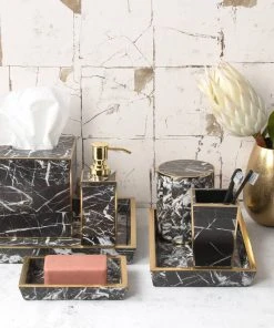 Pigeon And Poodle Rhodes Canister Nero Marble And Brass Metal New Arrivals