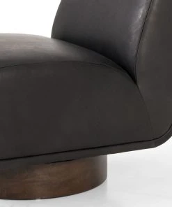 Four Hands Bronwyn Swivel Heirloom Black Leather 13 Four Hands Bronwyn Swivel Heirloom Black Leather