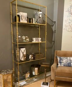 Worlds Away Stewart Bookshelf Gold Leaf New Arrivals