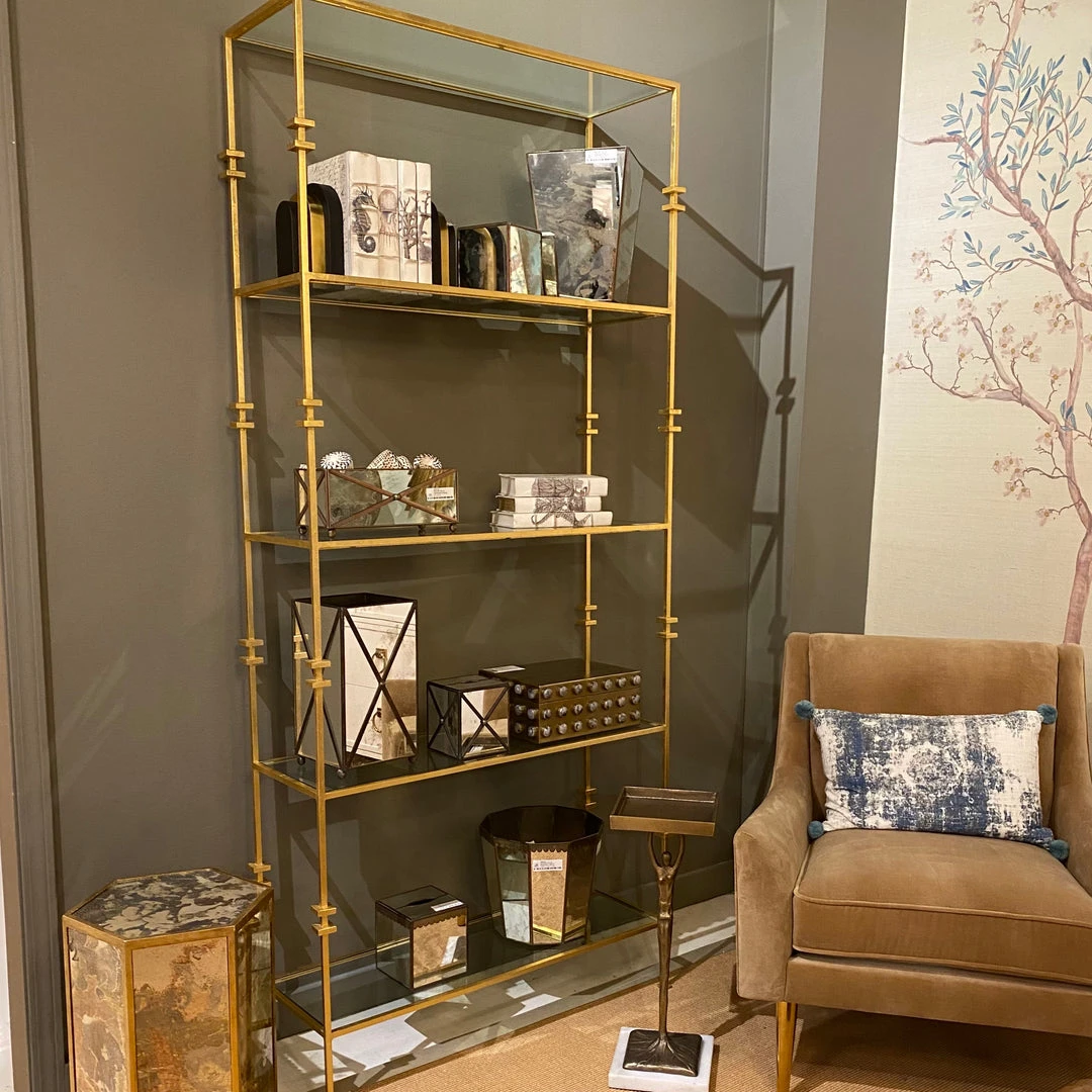 Worlds Away Stewart Bookshelf Gold Leaf New Arrivals 4 Worlds Away Stewart Bookshelf Gold Leaf New Arrivals