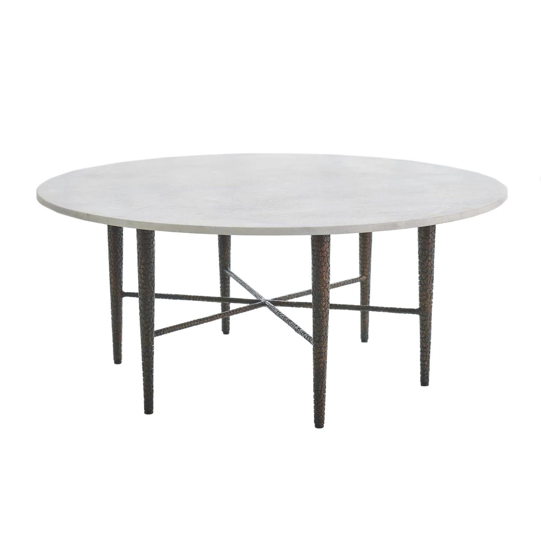 Studio A Hammered Cocktail Table Bronze With White Marble 3 Studio A Hammered Cocktail Table Bronze With White Marble