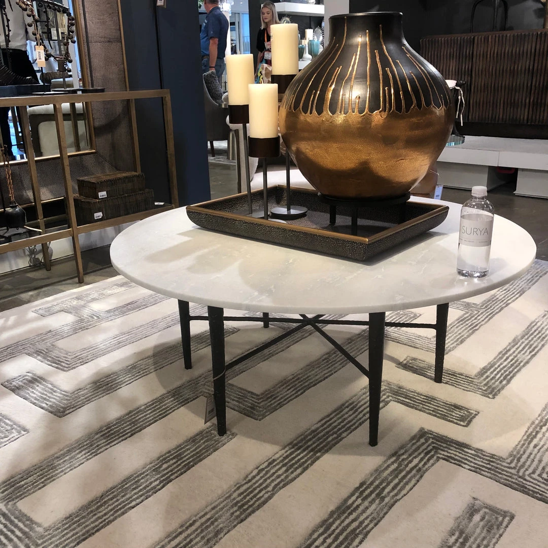 Studio A Hammered Cocktail Table Bronze With White Marble 4 Studio A Hammered Cocktail Table Bronze With White Marble