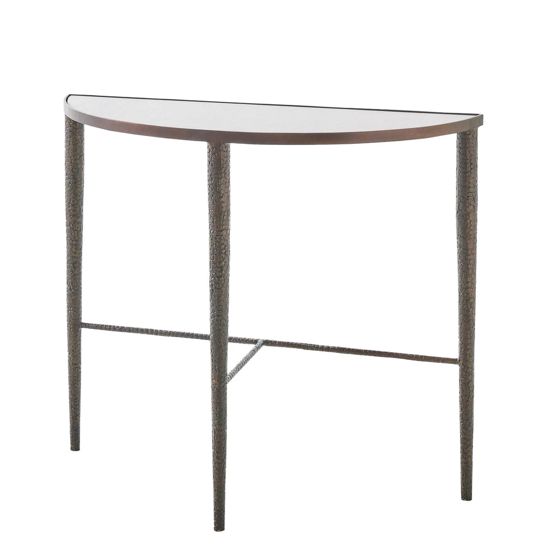 Studio A New Arrivals Hammered Console Table Bronze With White Marble Studio A New Arrivals Hammered Console Table Bronze With White Marble