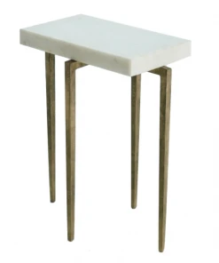Studio A New Arrivals Laforge Accent Table Antique Gold W/White Honed Marble