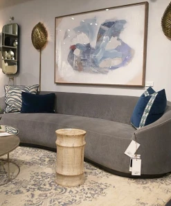 Arteriors Home Turner Sofa Sharkskin Velvet Grey Ash