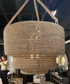 Palecek Veranda Woven Pendant Whitewash