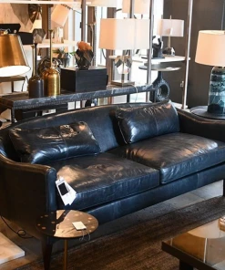 Arteriors Home New Arrivals Vincent Sofa Ink Leather