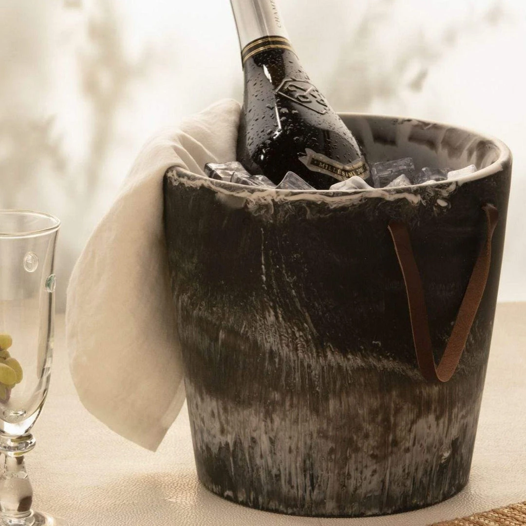 Blue Pheasant Wesley Black Swirled Ice Bucket 5 Blue Pheasant Wesley Black Swirled Ice Bucket