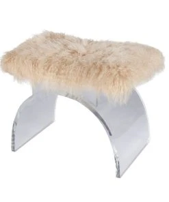 Worlds Away Marlowe Stool Fur New Arrivals