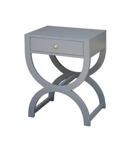Worlds Away Alexis Side Table Grey Lacquer