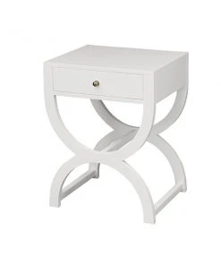 Worlds Away Alexis Side Table White Lacquer
