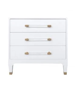 Worlds Away Amber Side Table White Linen