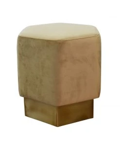 Worlds Away Asher Stool Brushed Brass Camel Velvet New Arrivals