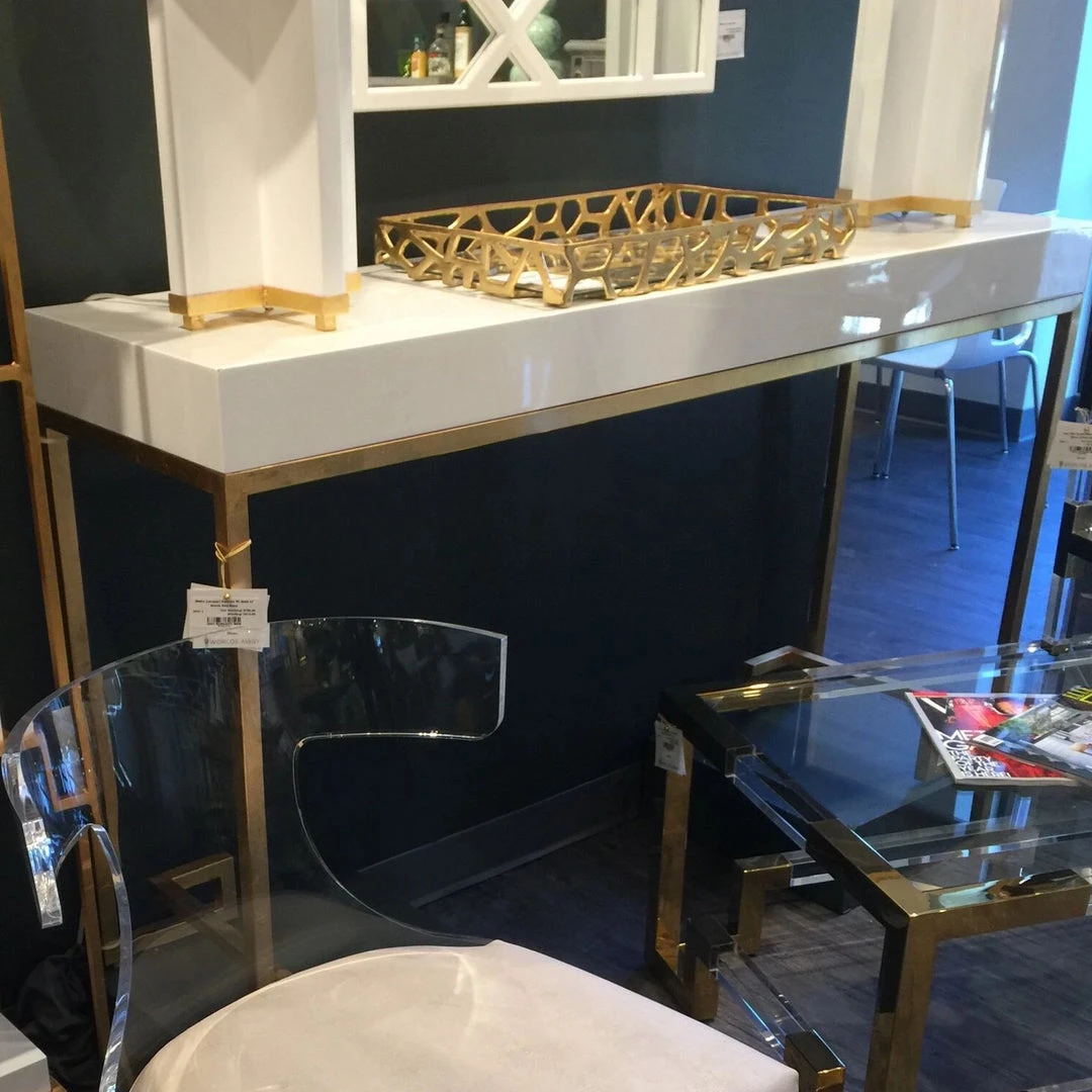 Worlds Away New Arrivals Barsanti White Console Gold Worlds Away New Arrivals Barsanti White Console Gold