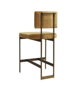 Worlds Away New Arrivals Baylor Counter Stool Bronze And Camel Velvet