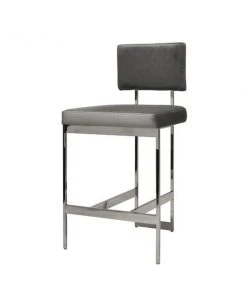 Worlds Away Baylor Counter Stool Nickel And Grey Velvet New Arrivals