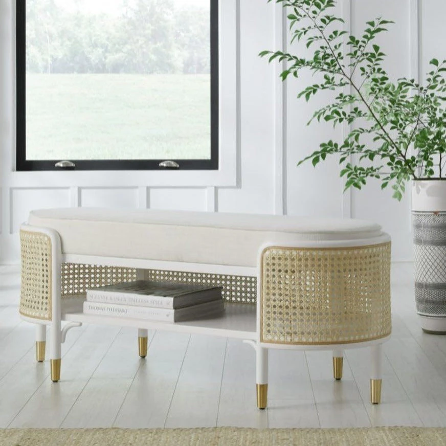 Worlds Away Beale Bench White 4 Worlds Away Beale Bench White