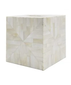 Worlds Away Beth Tissue Box Natural Bone