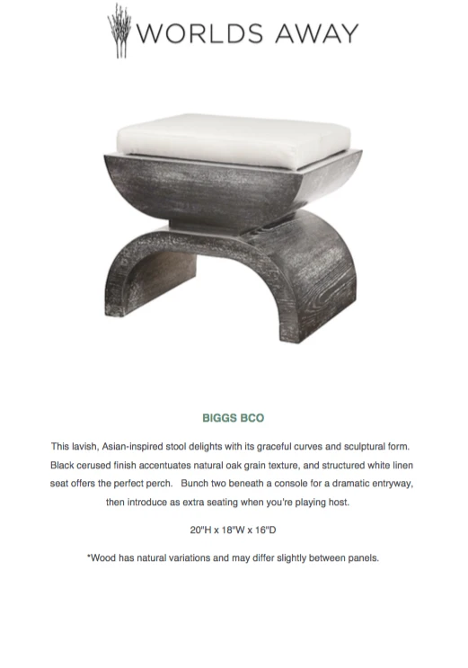 Worlds Away Biggs Stool Black Cerused Oak 9 Worlds Away Biggs Stool Black Cerused Oak
