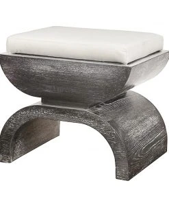 Worlds Away Biggs Stool Black Cerused Oak