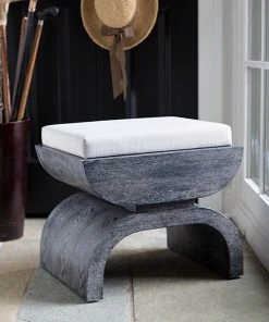 Worlds Away Biggs Stool Black Cerused Oak