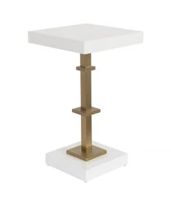 Worlds Away New Arrivals Bosco Square Side Table White