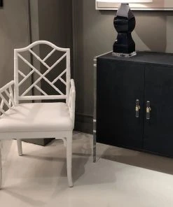 Worlds Away Bristol Arm Chair White Lacquer