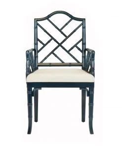 Worlds Away Bristol Arm Chair Navy Lacquer New Arrivals